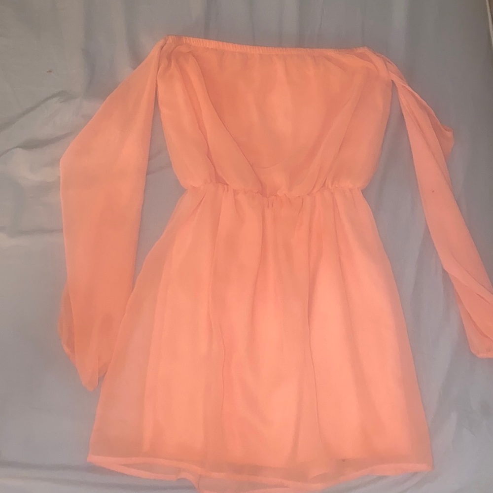 Tobi XS coral off the shoulder mini dress